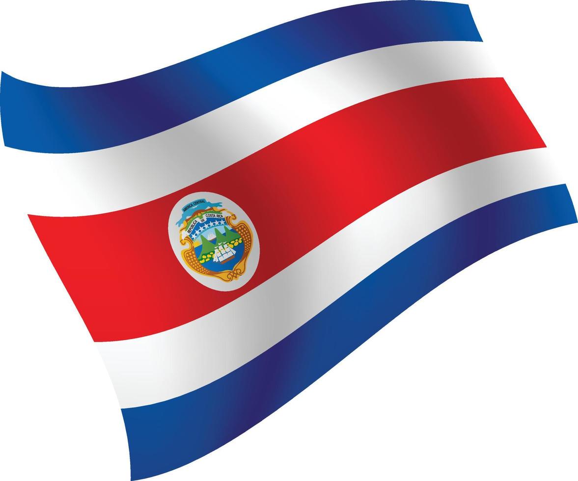 Costa Rica vlag zwaaien geïsoleerde vectorillustratie vector