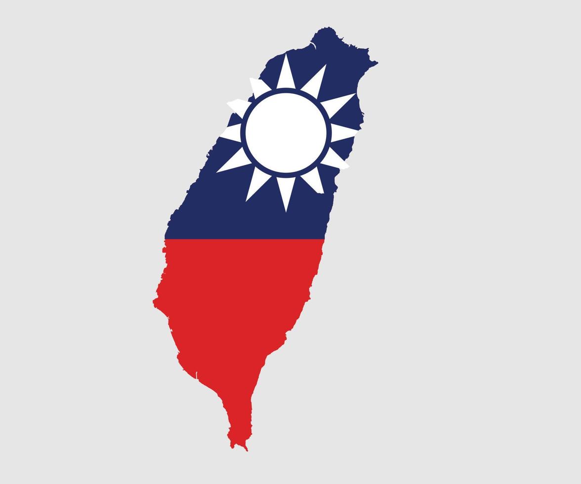 kaart en vlag van taiwan vector