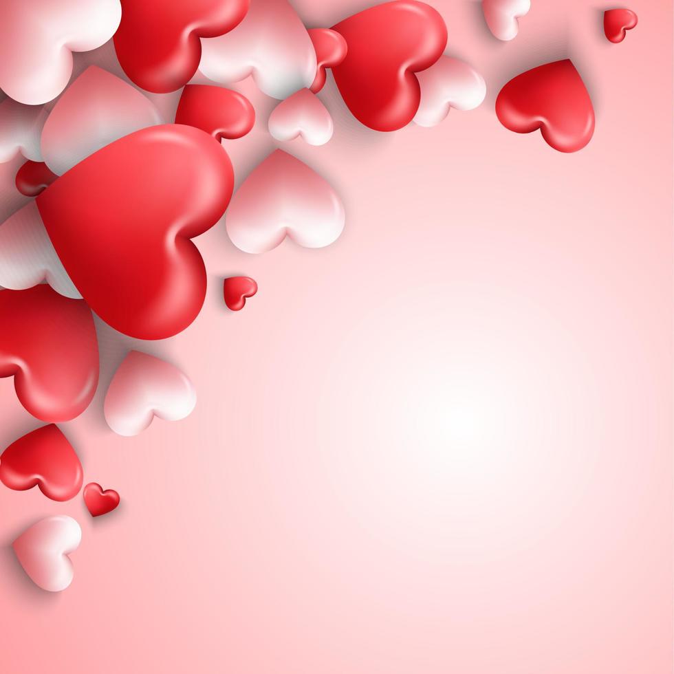 vectorillustratie van happy Valentijnsdag achtergrond met harten ballon in roze background vector