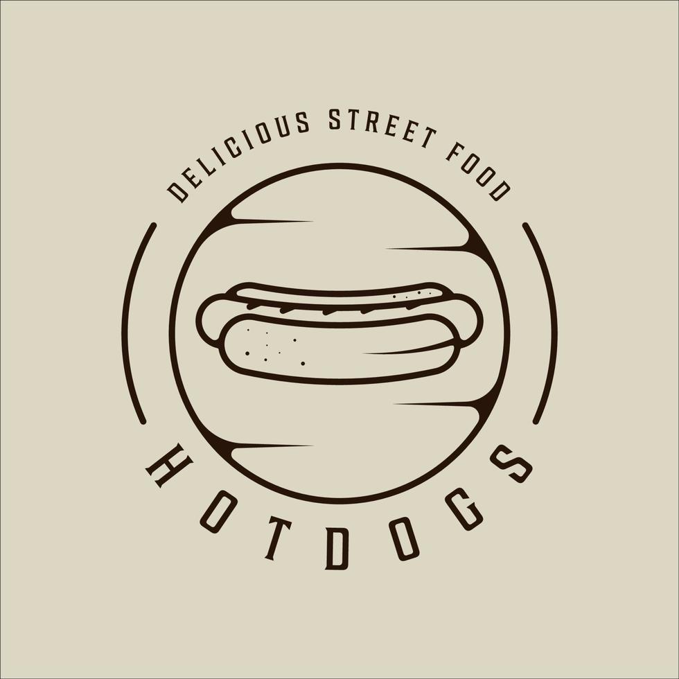 hotdog of hotdogs logo vector lijn kunst eenvoudige minimalistische illustratie sjabloon pictogram grafisch ontwerp. fast food teken of symbool voor menu of restaurant concept met badge embleem en typografie