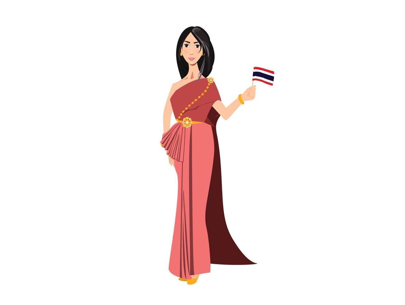 meisje in de nationale klederdracht van thailand vector