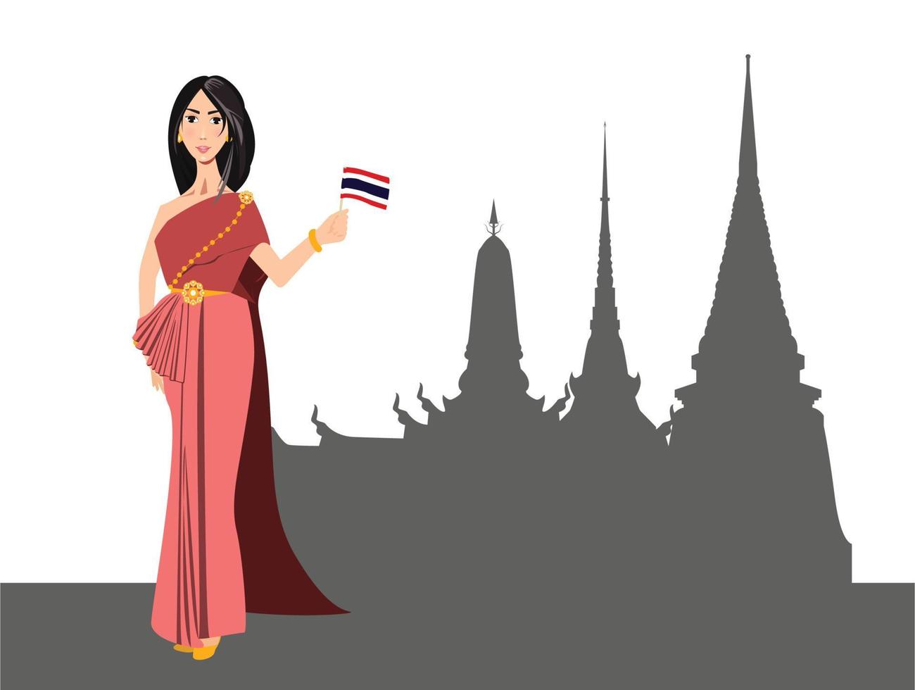 meisje in de nationale klederdracht van thailand vector