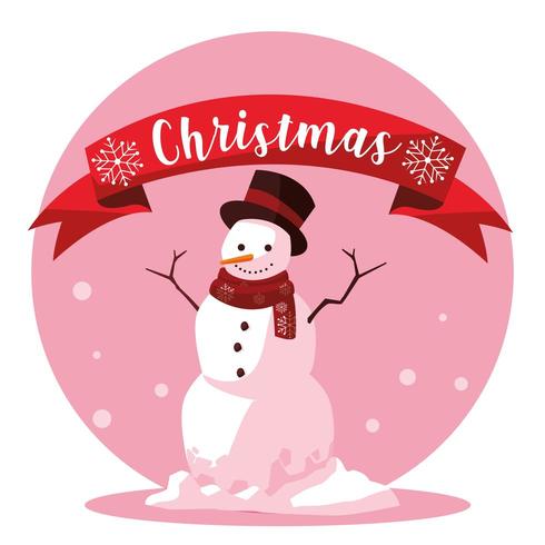 sneeuwpop van Kerstmis met lint vector