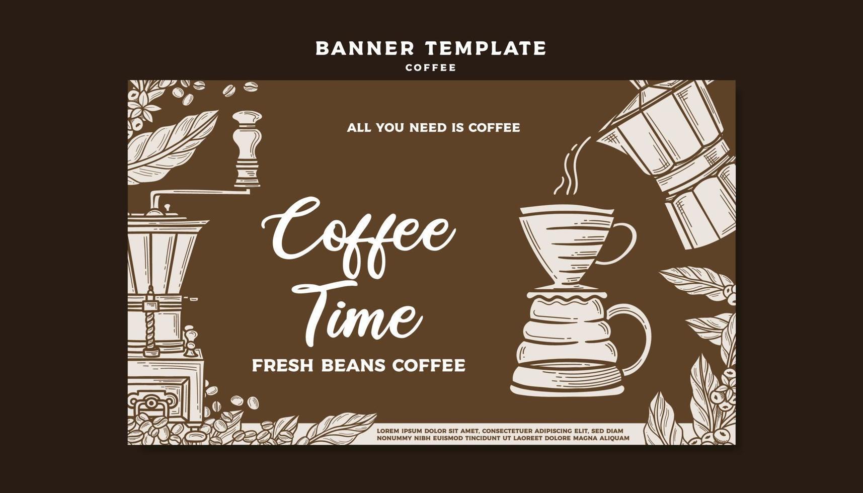 vintage handgetekende koffiesjabloon banner vector