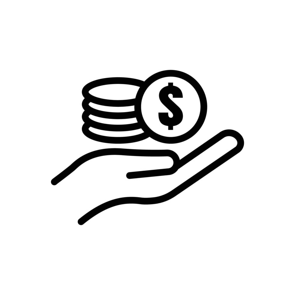 handpictogram met dollar. lijn pictogramstijl. geschikt voor geldsymbool, zaken. eenvoudig ontwerp bewerkbaar. ontwerpsjabloon vector