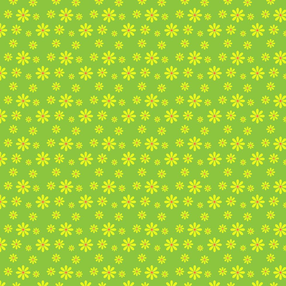 gele bloemen naadloze patroon op groene achtergrond. vector