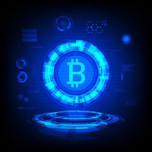 Bitcoin symbool Hologram vector