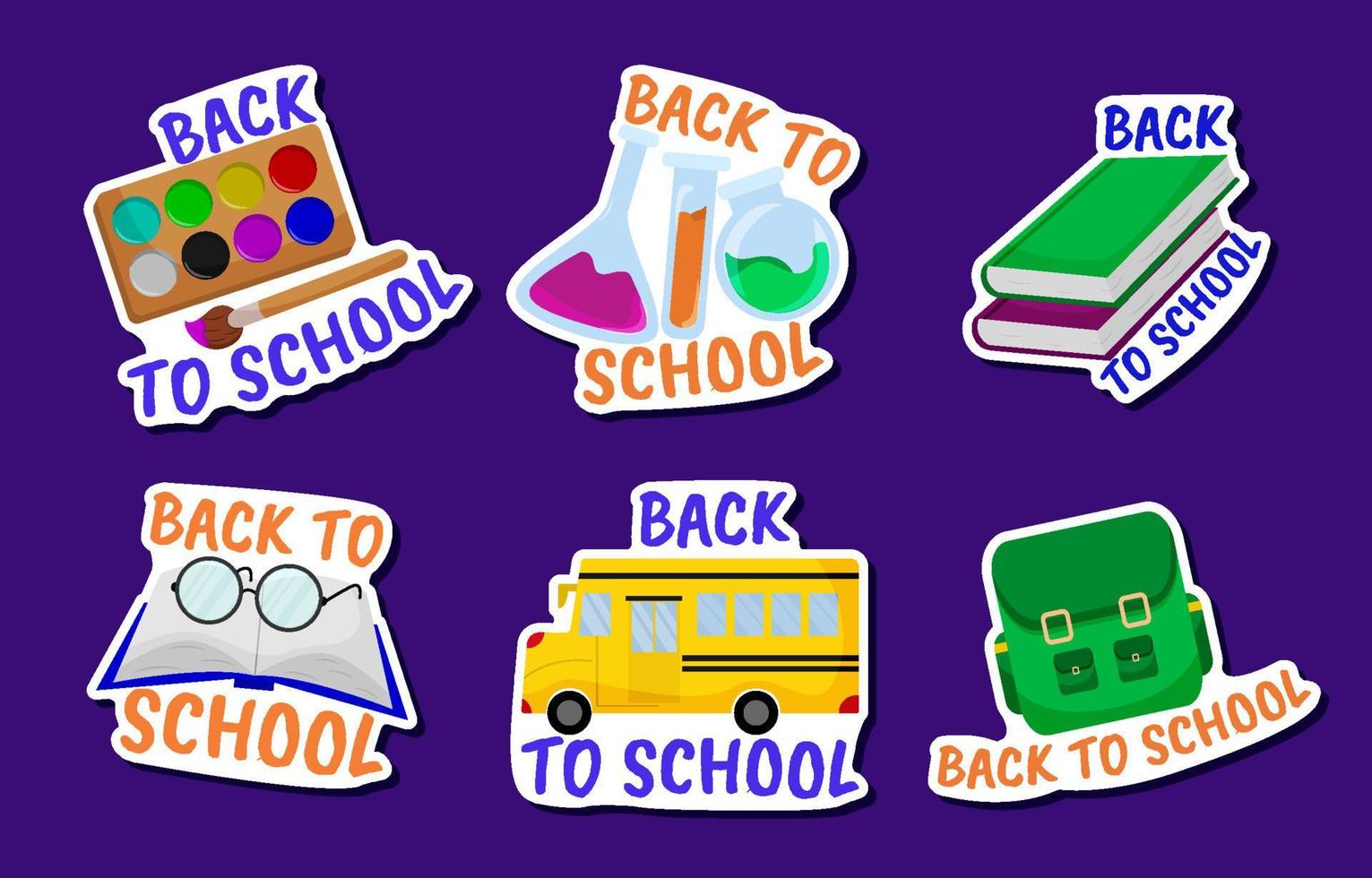 verzameling van ga naar school stickerpakket vector