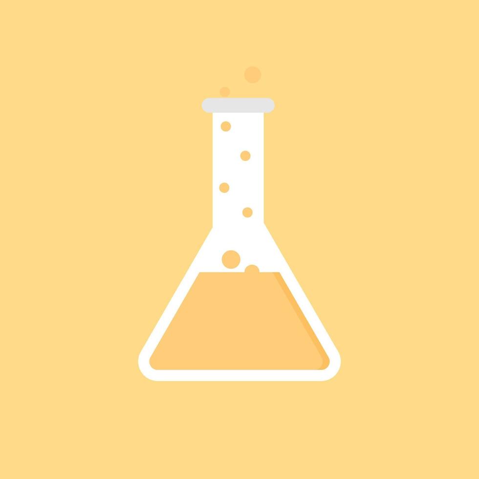 kawaii en schattig karakter erlenmeyer chemische kolf platte ontwerp vectorillustratie. wetenschappelijk experiment, onderzoekslaboratoriumelementen vlakke stijl., scheikunde, biologie, natuurkunde, farmacie, medisch vector