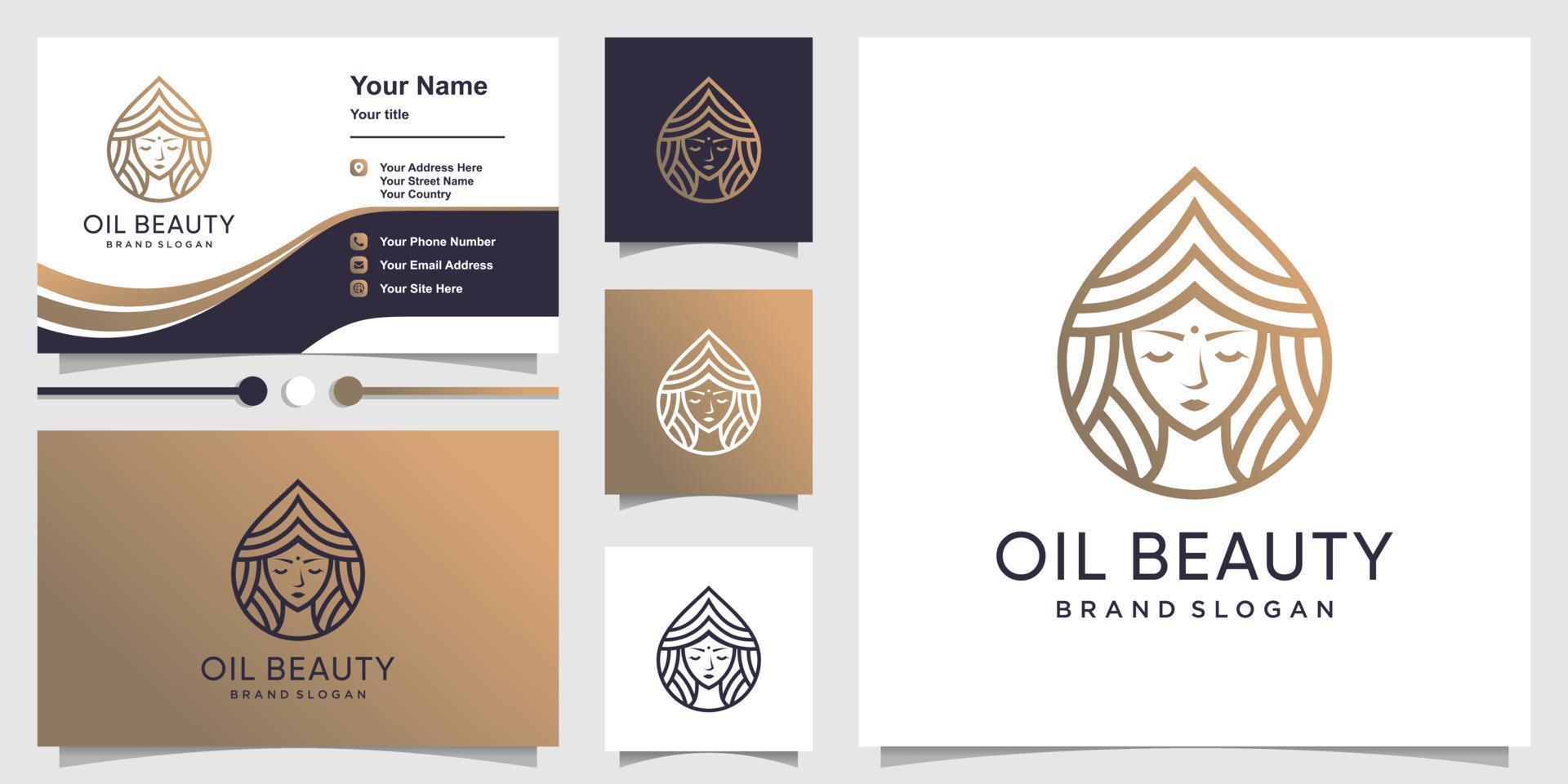 olie schoonheid logo met creatief modern concept en visitekaartje ontwerp premium vector