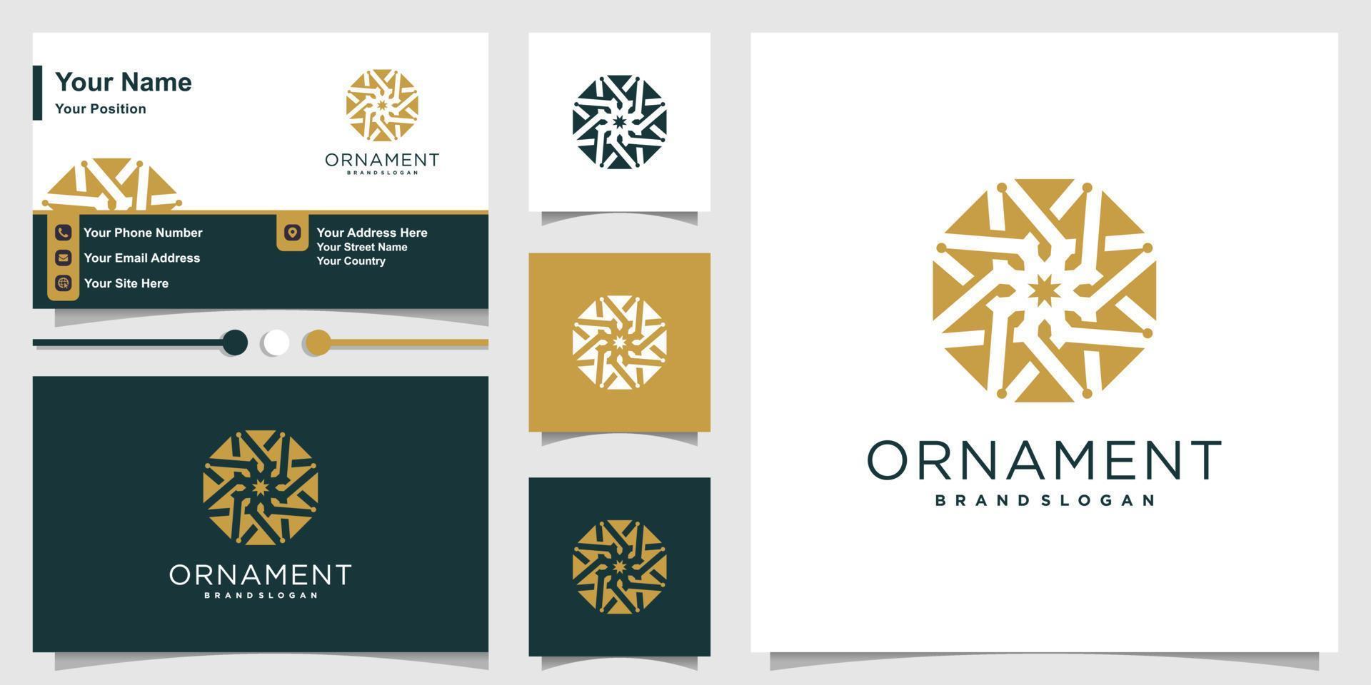 ornament logo met modern creatief concept en visitekaartje ontwerpsjabloon premium vector