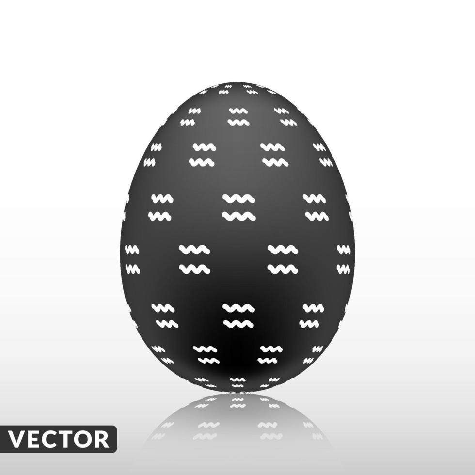 zwart paasei met exotisch patroon, vector illustratie.