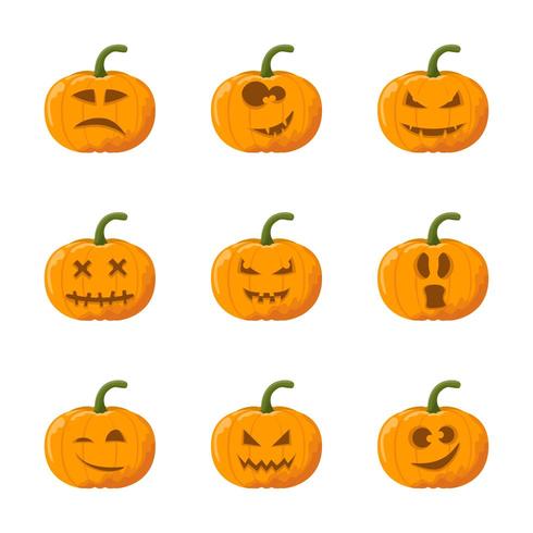 Cartoon halloween pompoen emotie set vector