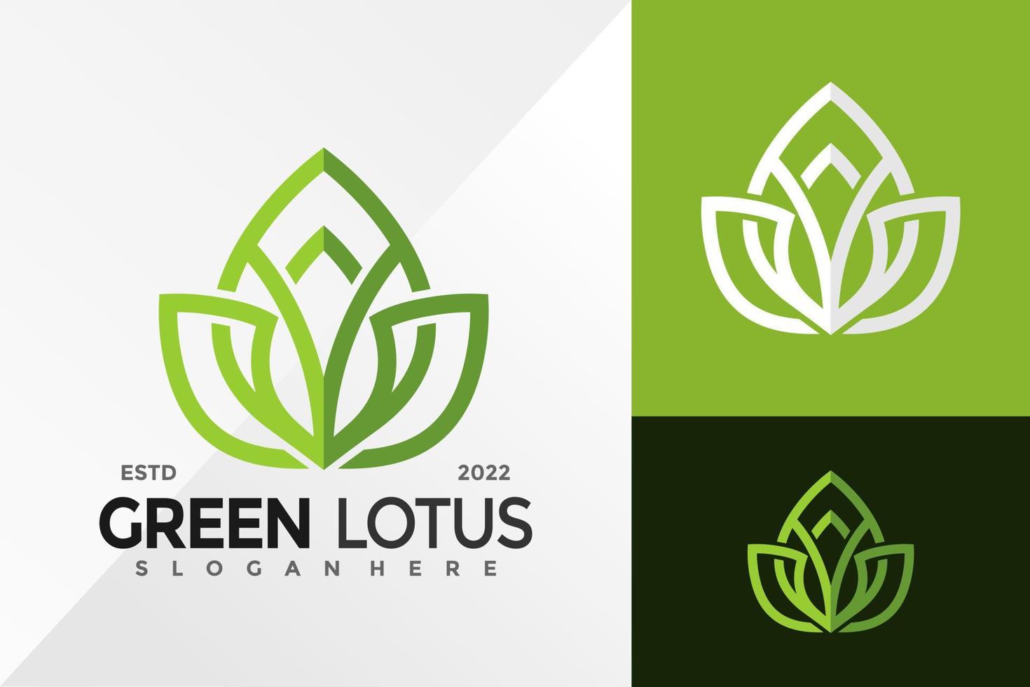 natuur groen lotusblad logo ontwerp vector illustratie sjabloon