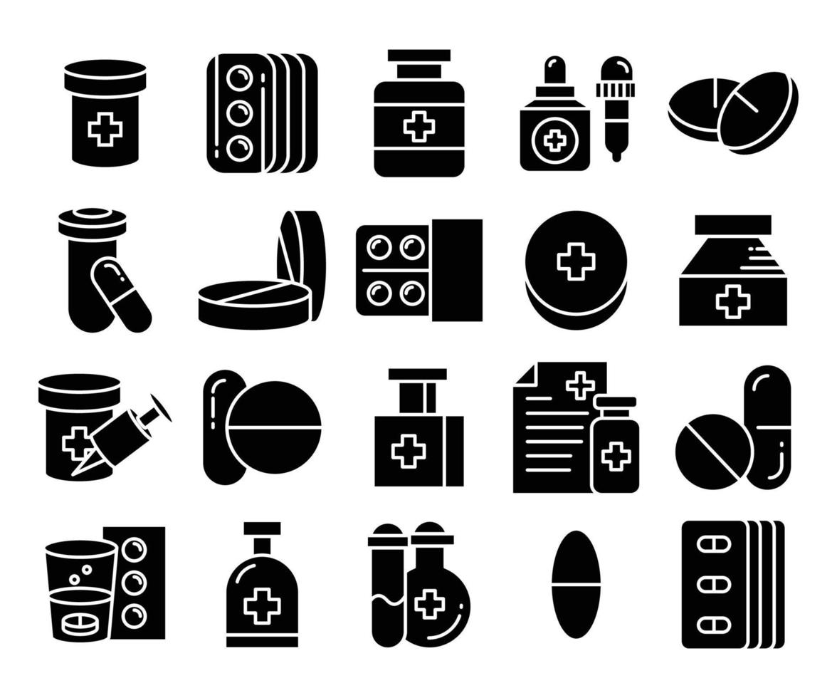 geneeskunde en apotheek iconen set vector