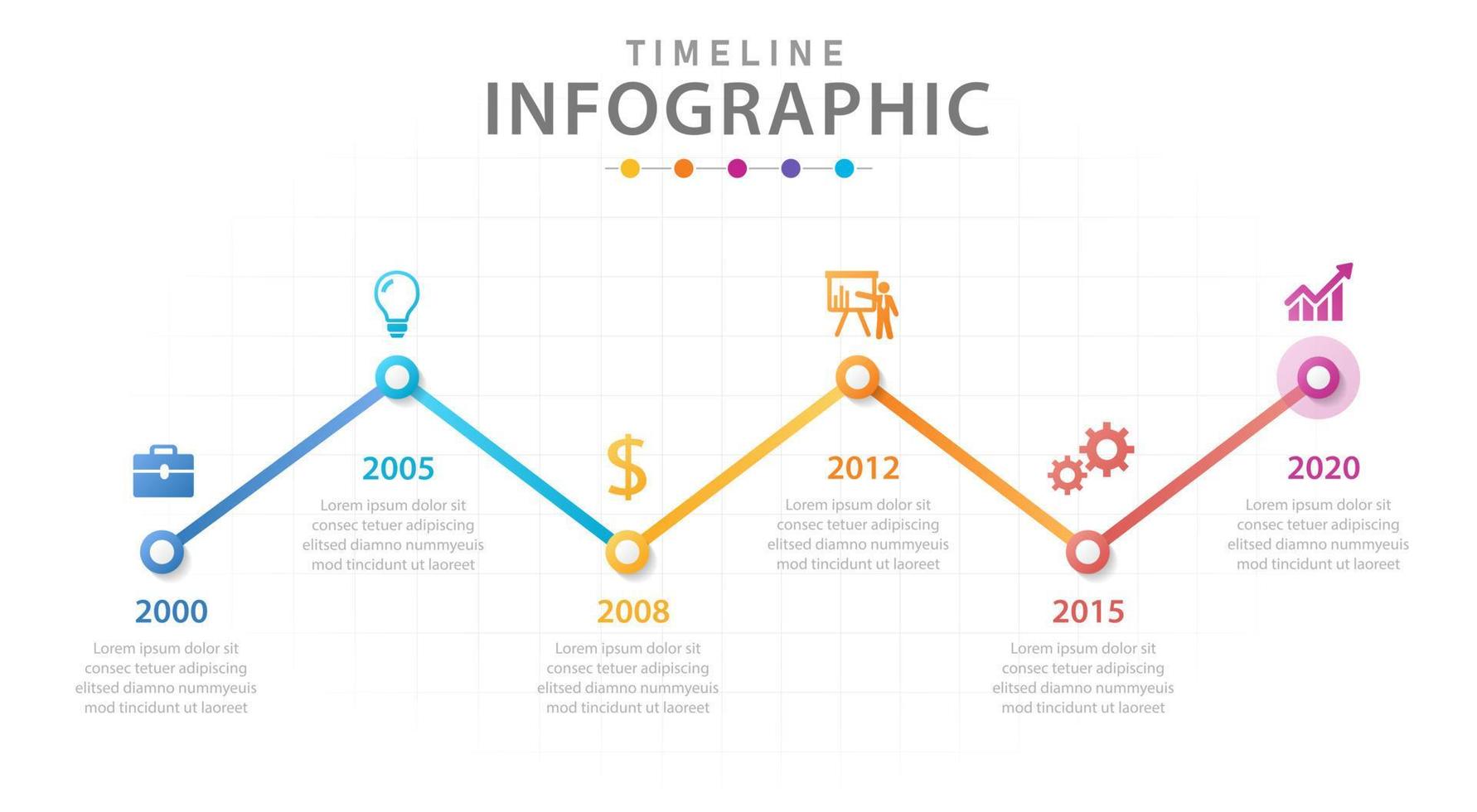 infographic sjabloon voor bedrijven. 5 stappen modern mindmap-diagram met lijnen, presentatie vector infographic.