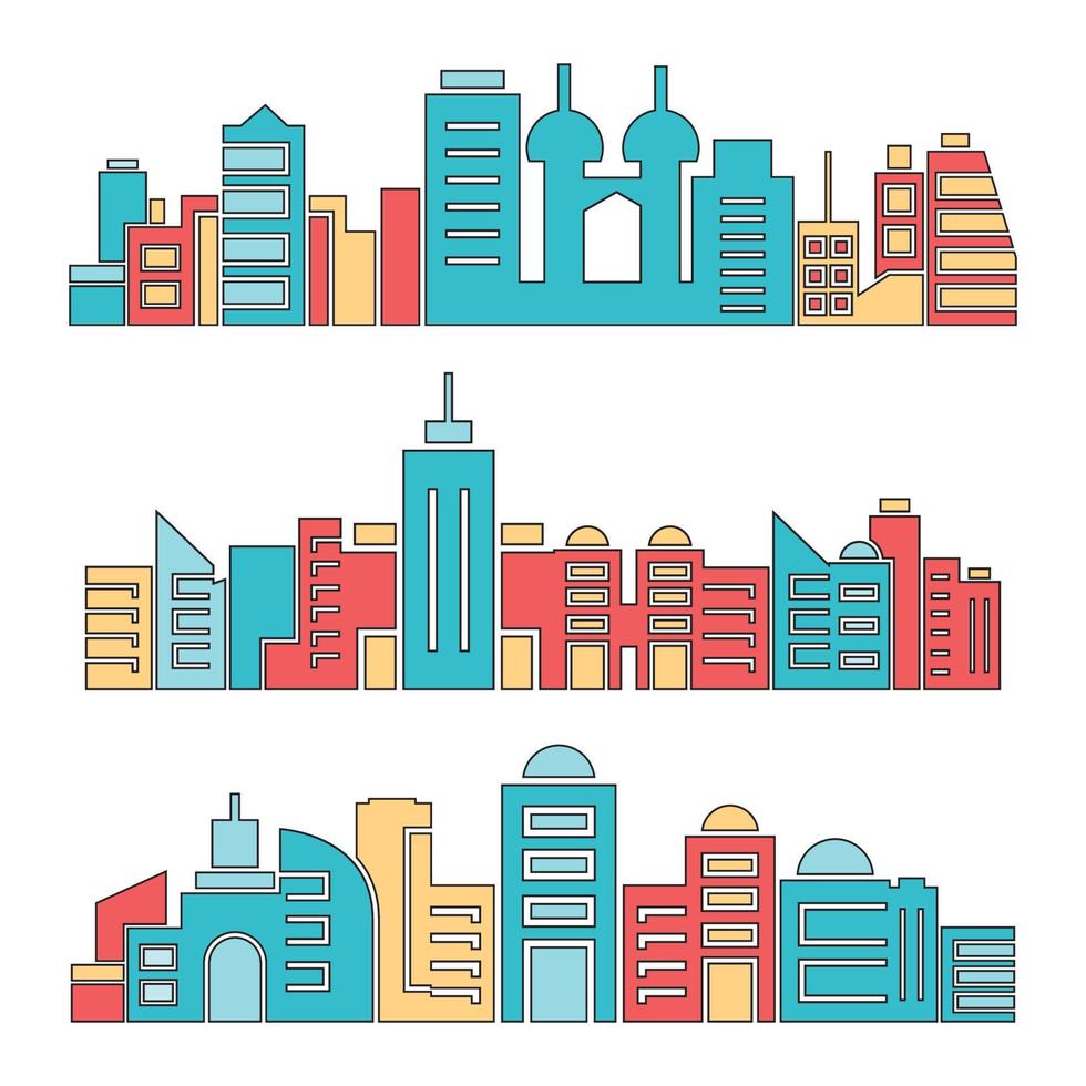 skyline van de binnenstad instellen illustratie vector