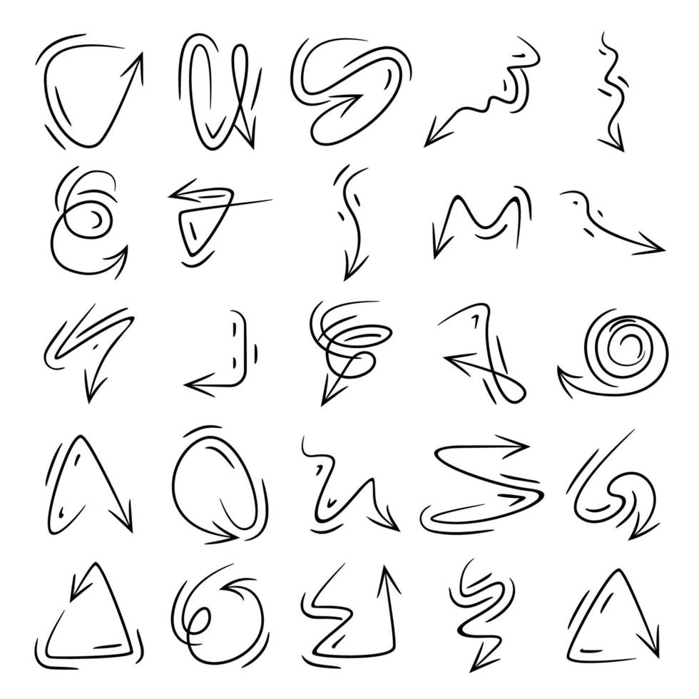 schets en met de hand getekende pijlen set vector