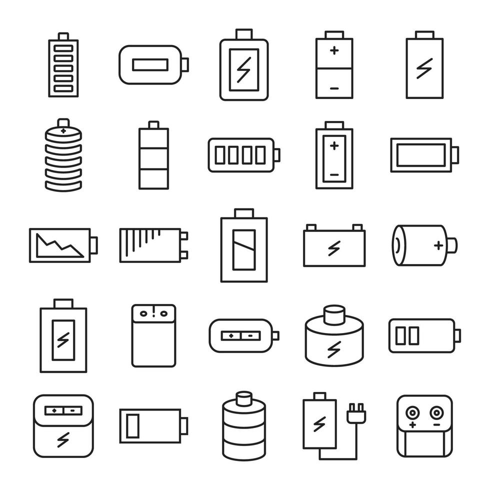 batterij lijn iconen set vector