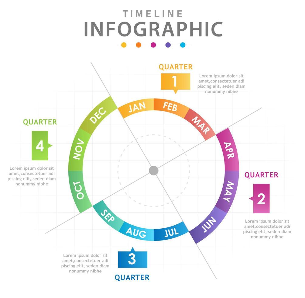 infographic sjabloon voor bedrijven. moderne tijdlijn diagram kalender met kwartalen, presentatie vector infographic.