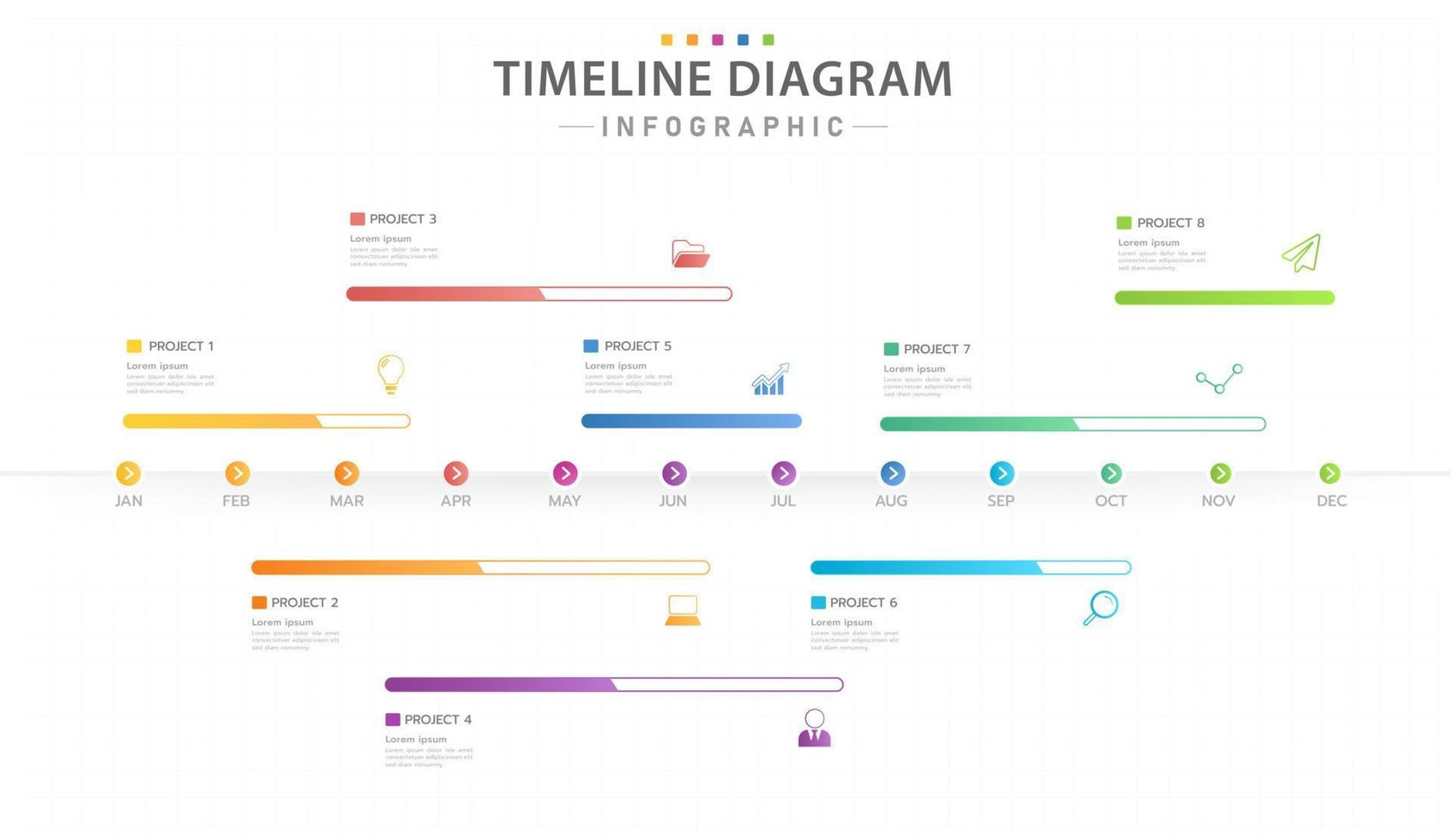 infographic sjabloon voor bedrijven. 12 maanden moderne tijdlijn diagram kalender met voortgangsbalk, presentatie vector infographic.