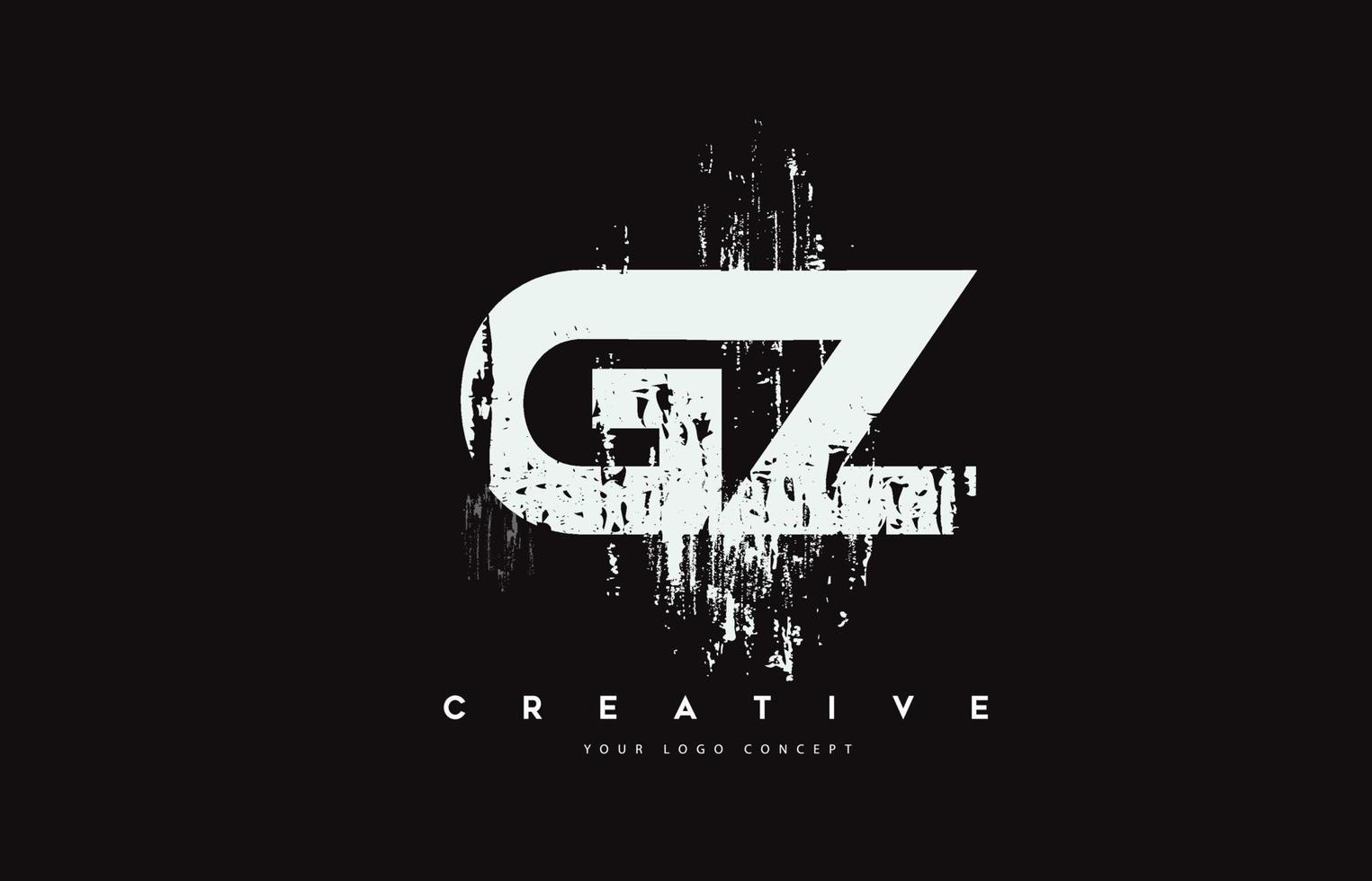 gz gy grunge brush brief logo ontwerp in witte kleuren vector illustratie.