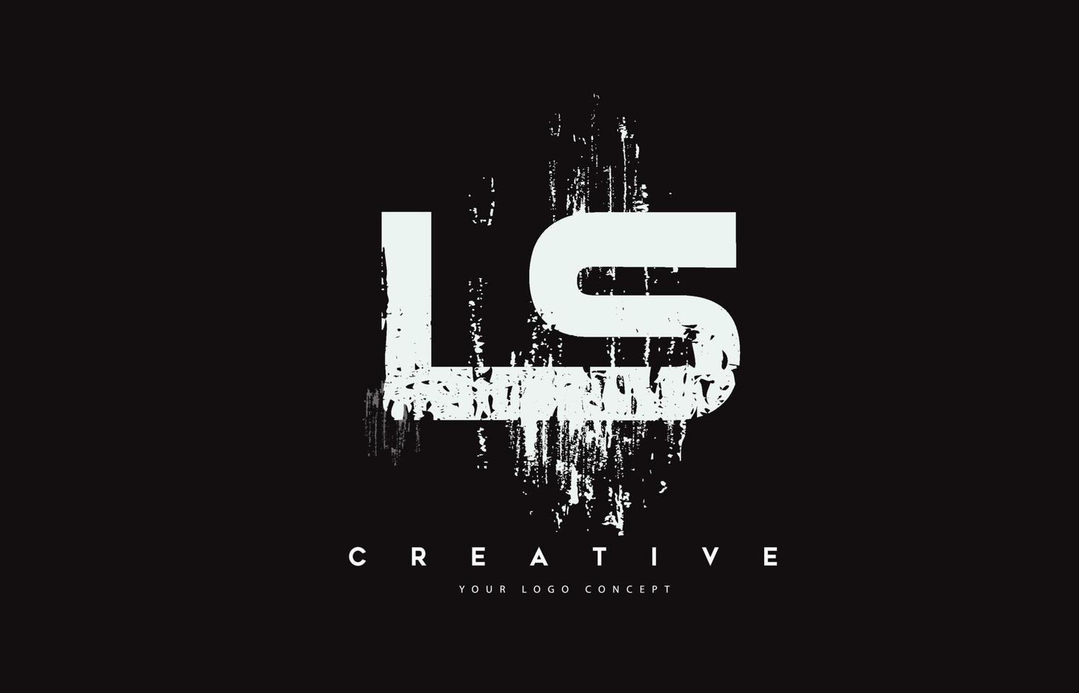 ls ls grunge brush brief logo ontwerp in witte kleuren vectorillustratie. vector