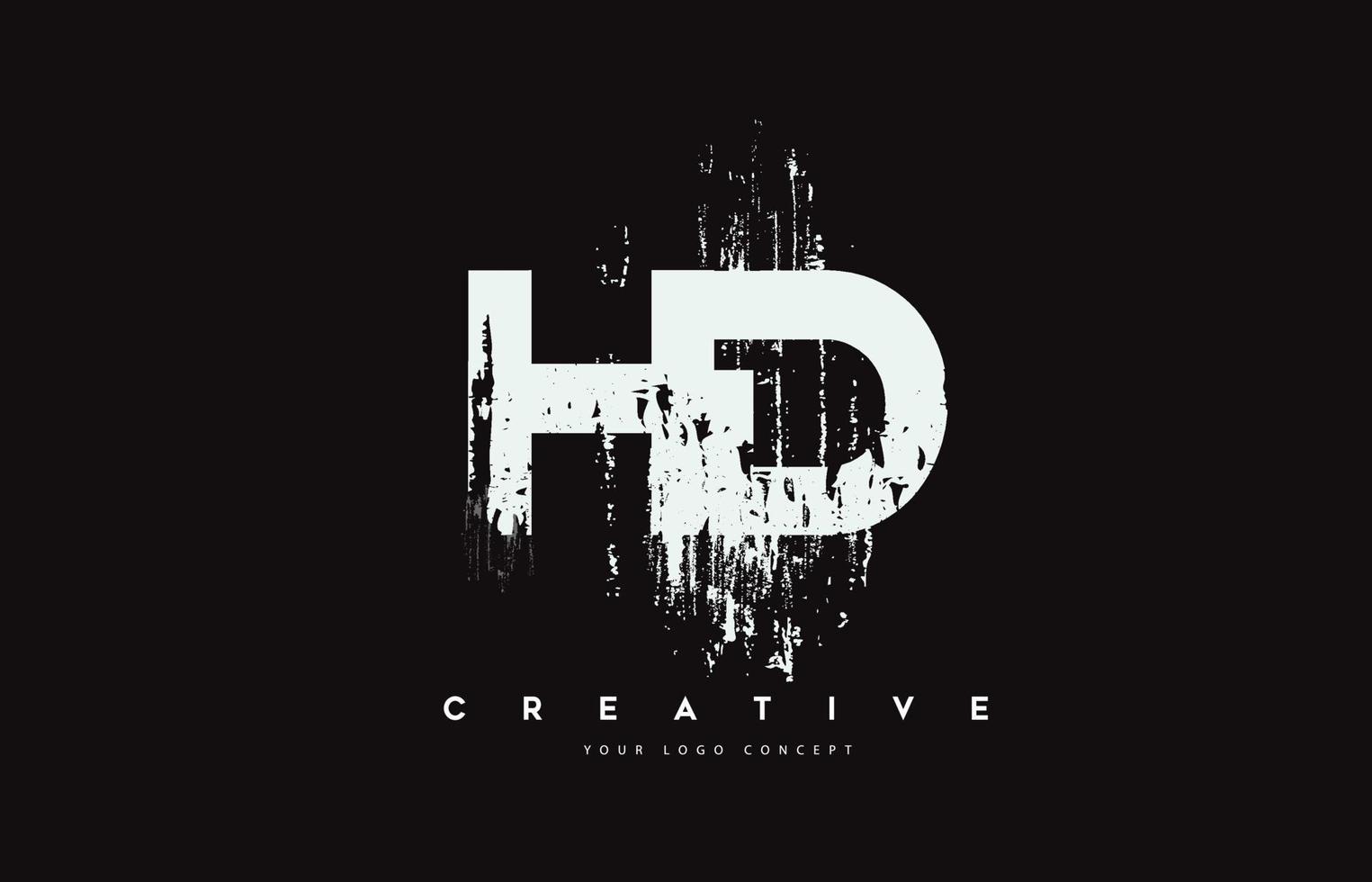 hd hd grunge brush letter logo ontwerp in witte kleuren vector illustratie.