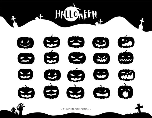 Verzameling van halloween silhouetten pompoen pictogrammen vector