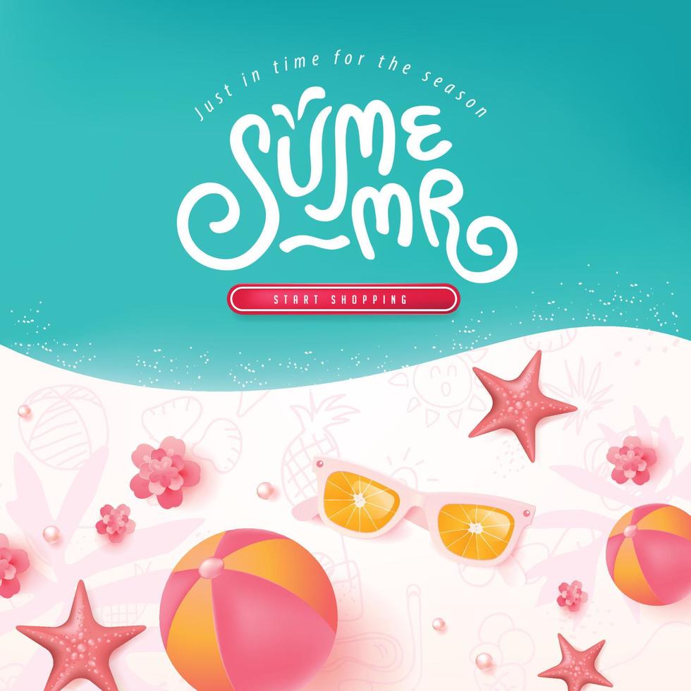 kleurrijke zomerverkoop strand vibes achtergrond lay-out banner vector