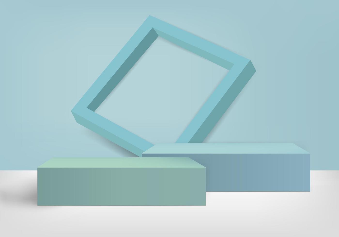 3d groen voetstuk met frame voor het plaatsen van product vector
