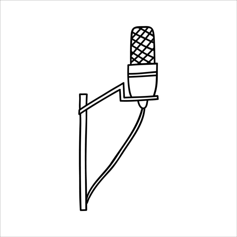 microfoon pictogram. geluidsopnameapparatuur voor podcast. karaoke en spraakknop. geïsoleerde vectorillustratie in doodle-stijl vector