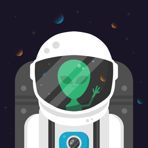 Astronaut alien in ruimtepak vector