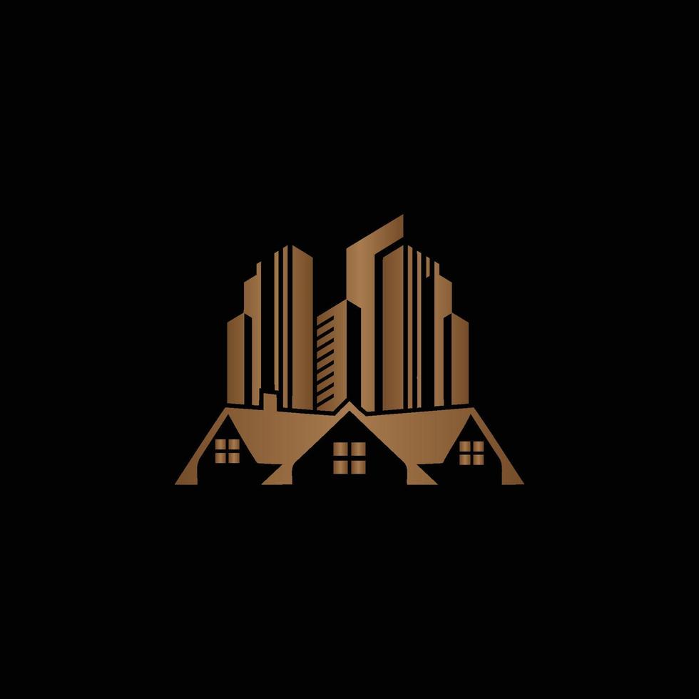 onroerend goed gouden huis logo vector ontwerp