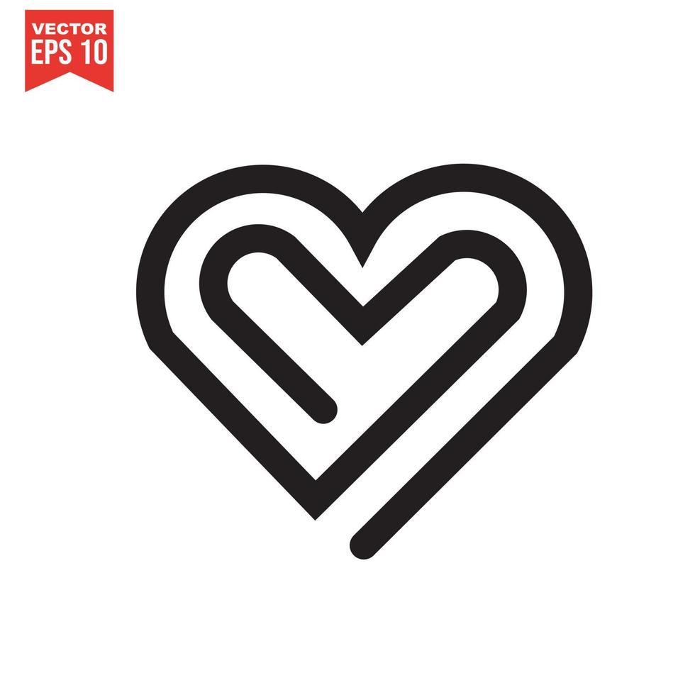 zwart hart pictogram op witte achtergrond. liefde logo hart illustratie. vector