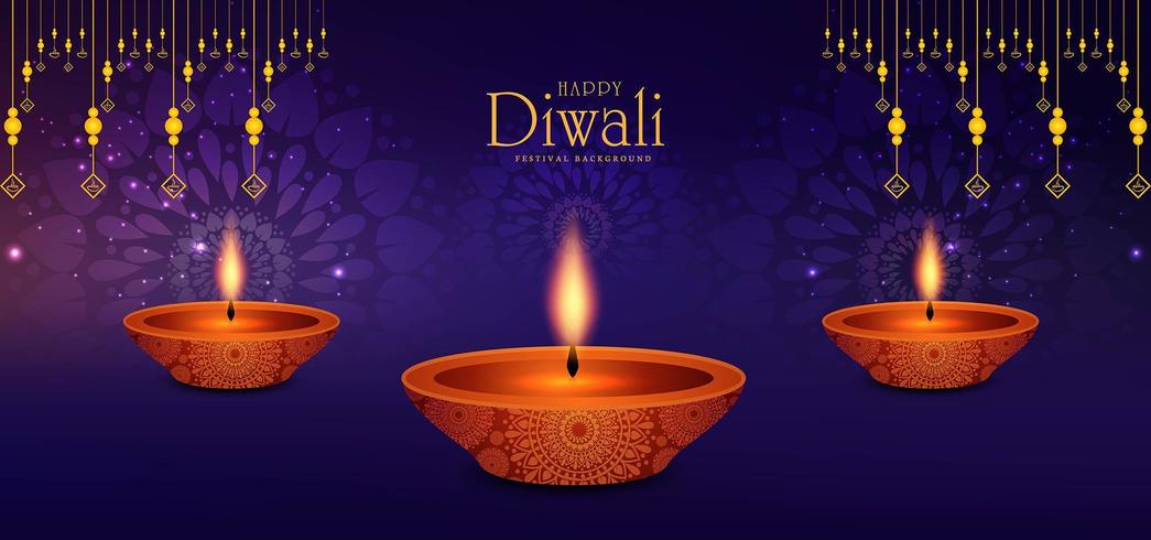 illustratie van brandende diya op Happy Diwali Holiday-achtergrond vector