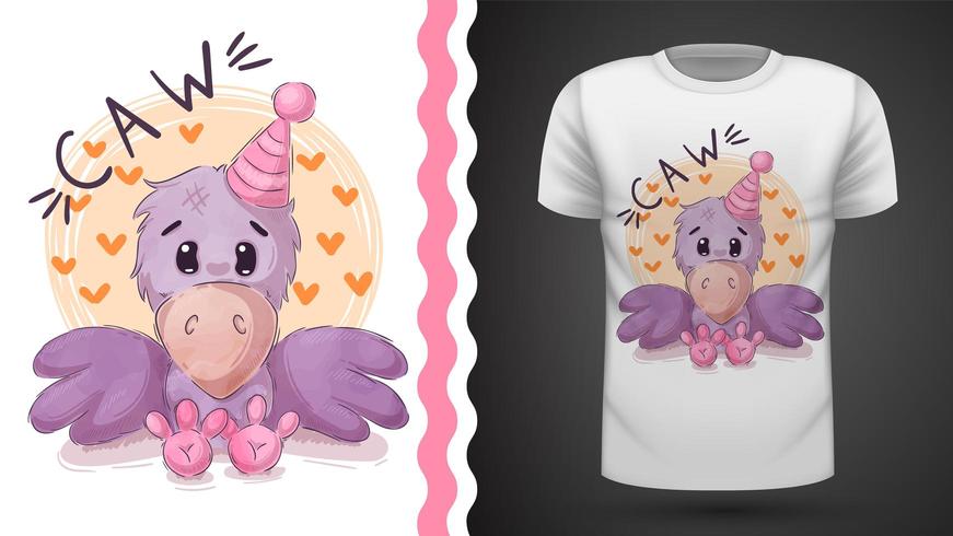 Mooie teddy kraai - idee voor print t-shirt vector