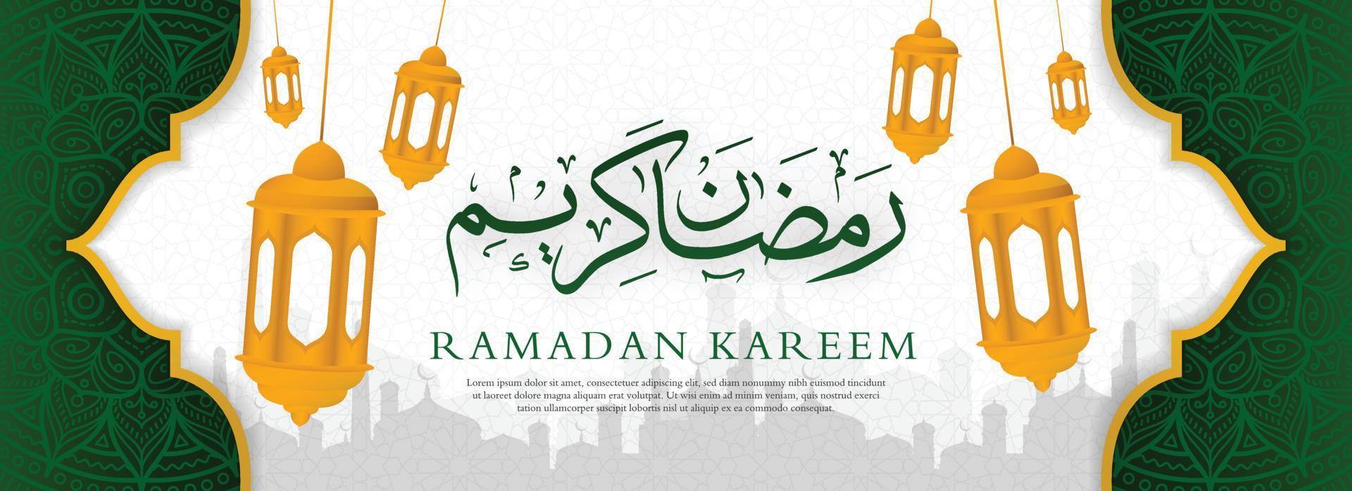 ramadan kareem islamitisch achtergrondontwerp met gebruik in moderne en Arabische stijl voor sociale media-inhoud en banneradvertenties, eid mubarak, hari raya, eid fitr, eid adha, hadj, umrah vector