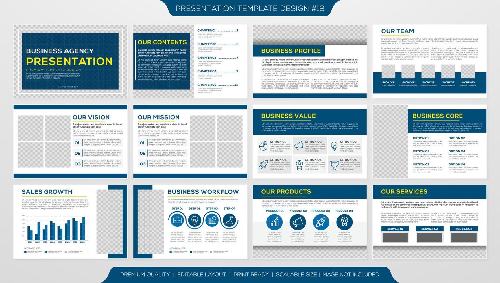 set bedrijfspresentatiesjabloonontwerp met minimalistisch concept en modern lay-outgebruik voor jaarverslag en bedrijfsprofiel vector