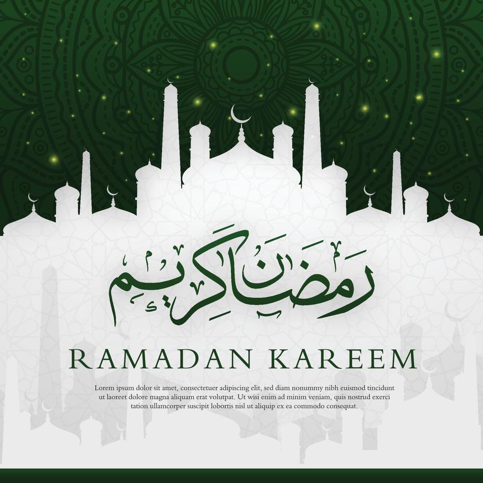ramadan kareem islamitisch achtergrondontwerp met gebruik in moderne en Arabische stijl voor sociale media-inhoud en banneradvertenties, eid mubarak, hari raya, eid fitr, eid adha, hadj, umrah vector