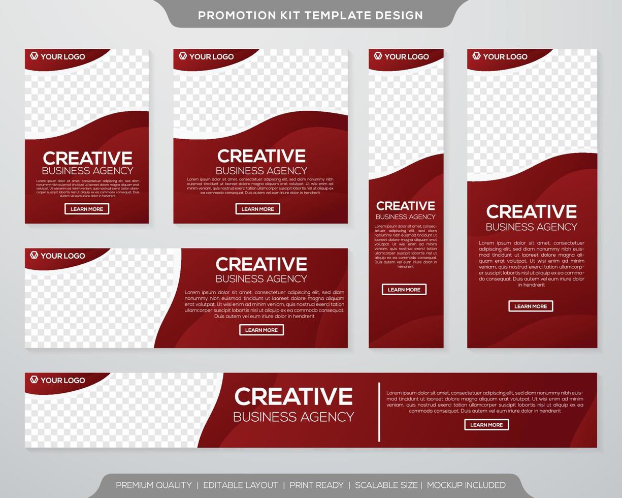 set van promotie kit banner sjabloonontwerp met moderne en minimalistische concept gebruiker voor webpagina, advertenties, jaarverslag, banner, achtergrond, achtergrond, flyer, brochure, kaart, poster, presentatie lauyout vector