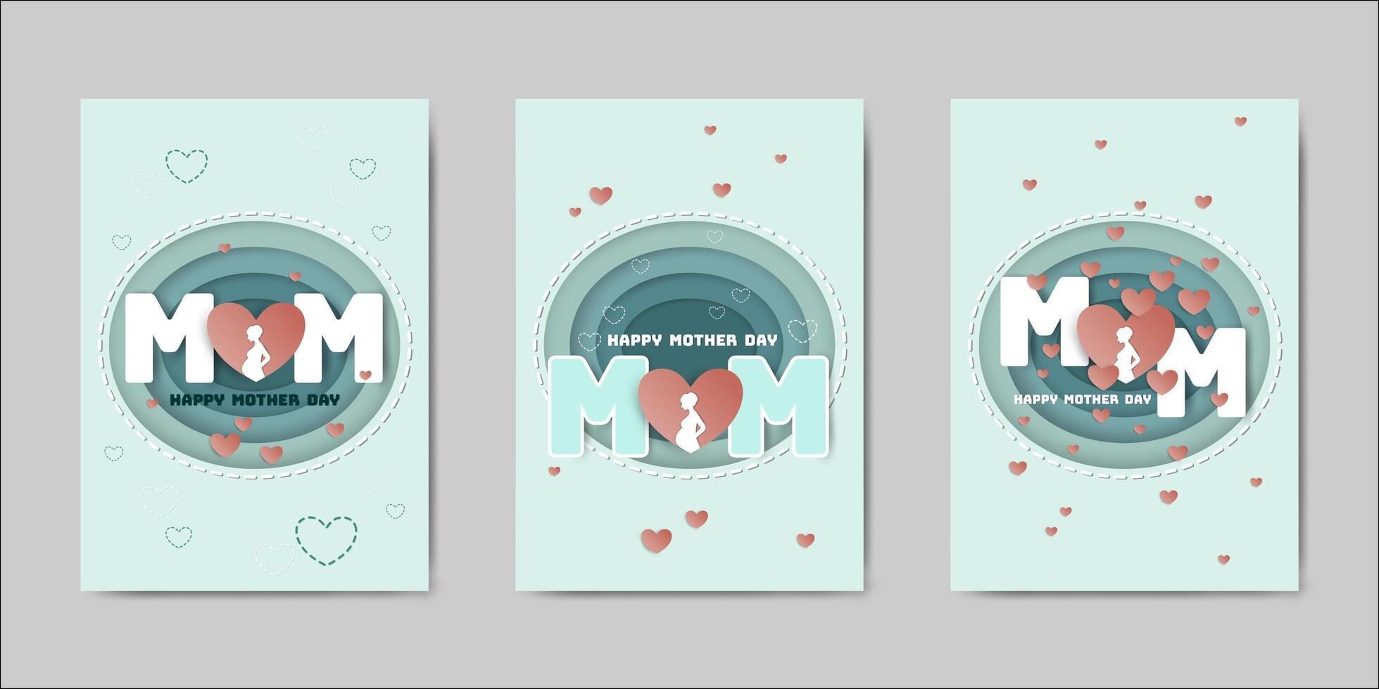 Set van Happy Mothers Day belettering wenskaarten vector