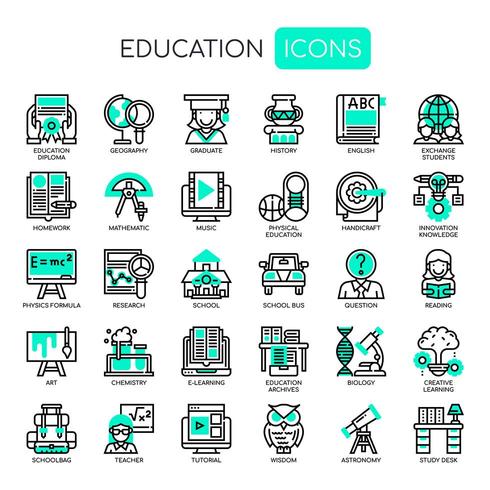 Onderwijs Dunne lijn en Pixel Perfect Icons vector