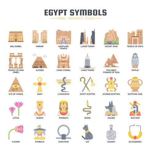 Egypte symbolen, dunne lijn en Pixel Perfect Icons vector