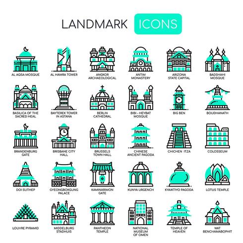 Landmark, Thin Line en Pixel Perfect Icons vector