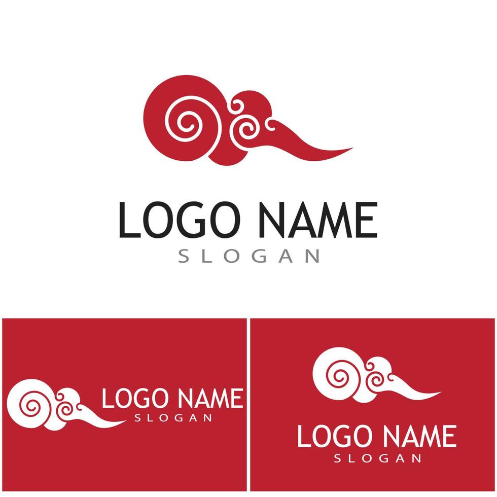 chinese wolken logo sjabloon vector symbool ontwerp