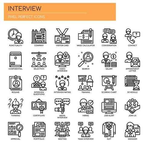 Interview, Thin Line en Pixel Perfect Icons vector