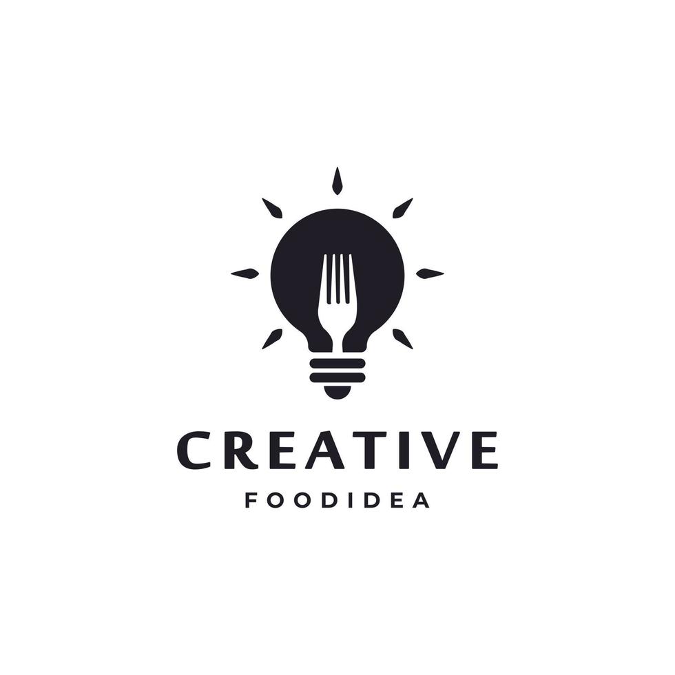 creatieve gloeilamp vork zon gebakken ei ontbijt restaurant logo vector sjabloon element