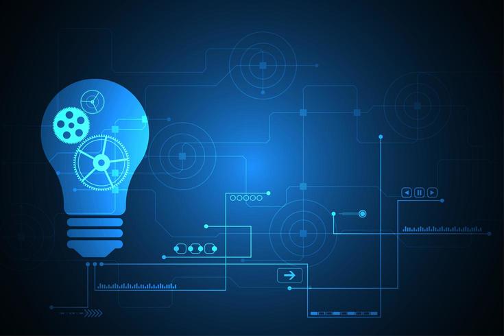 Digitale tech gloeilamp met verbindingslijnen vector