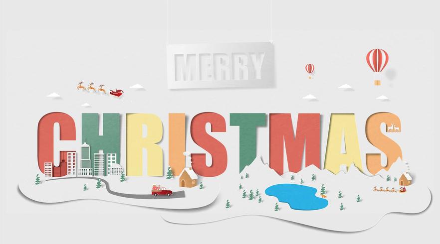 Merry Christmas landschap achtergrond vector